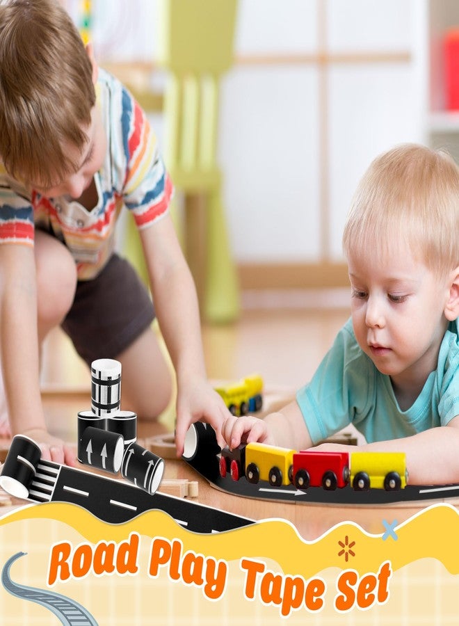 Haconba 10 Rolls Kids Road Tape Set Highway Road Tape Traffic Track Railway Tape Black Parking Spot Tape for Kids Birthday Racing Themed Party Decor, 10 Styles - Image 4